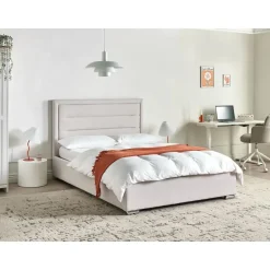ROUEN - Bed met opbergruimte - Lichtbeige - 140 x 200 cm - Polyester
