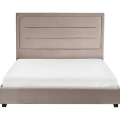 ROUEN - Tweepersoonsbed - Taupe - 140 x 200 cm - Fluweel