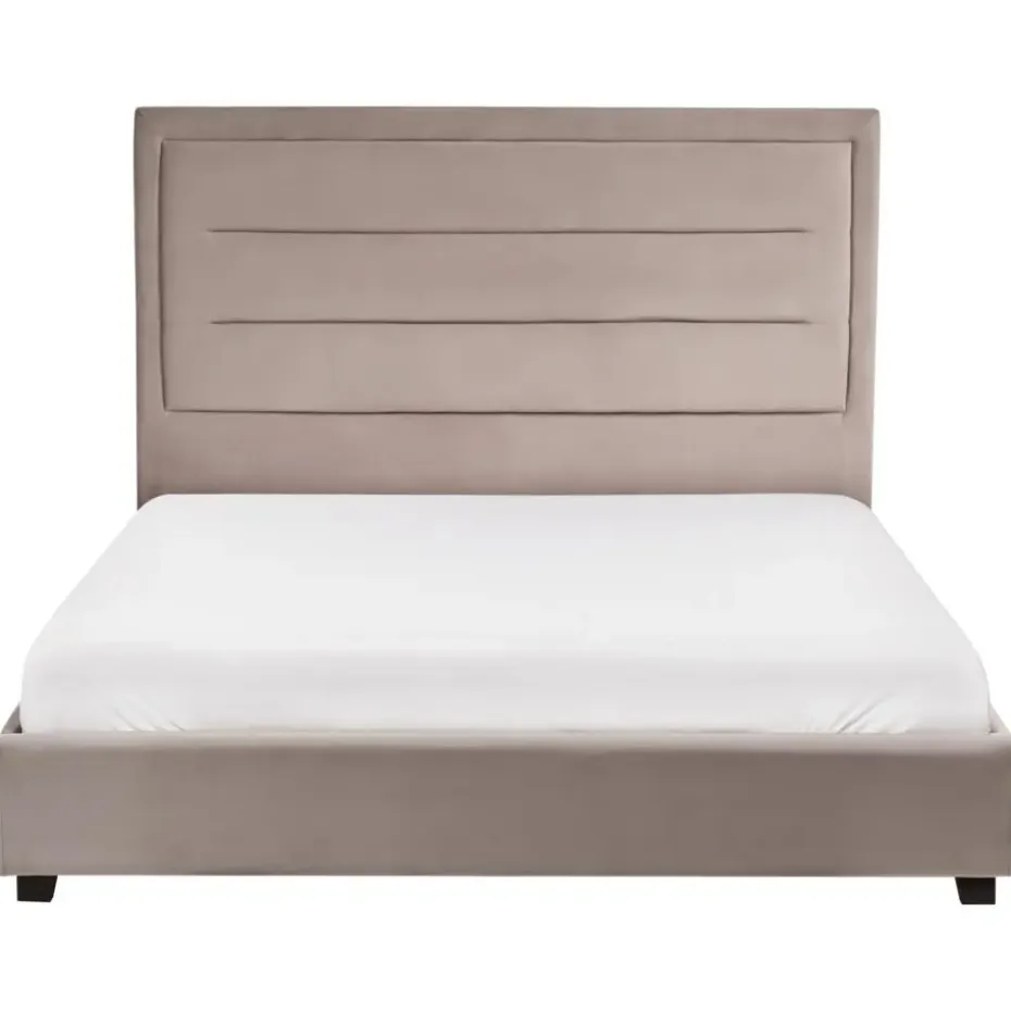 ROUEN - Tweepersoonsbed - Taupe - 140 x 200 cm - Fluweel