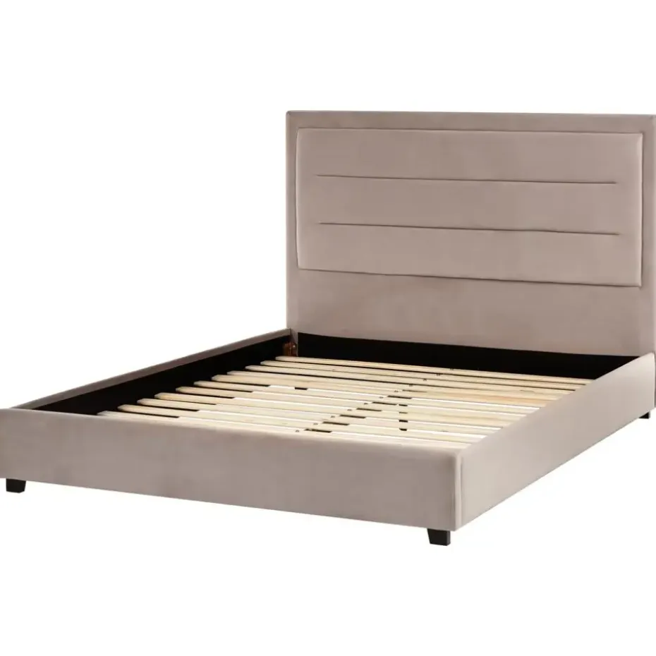 ROUEN - Tweepersoonsbed - Taupe - 140 x 200 cm - Fluweel
