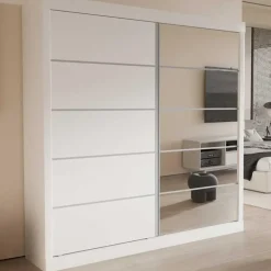 Rousseau Kledingkast Mike - 183 x 53 x 198 cm - Met spiegel - Wit