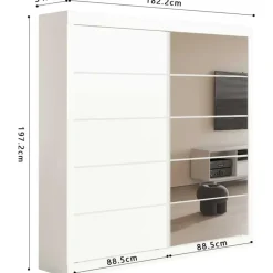 Rousseau Kledingkast Mike - 183 x 53 x 198 cm - Met spiegel - Wit