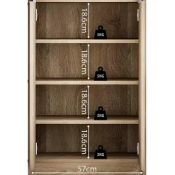 Rousseau Lilly' Sonoma Schoenenkast - 2 Deurs Spaanplaat - H90 x B60 x D35 cm