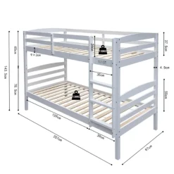 Rousseau Stapelbed Roy 90x200 - splitsbaar - wit grenen