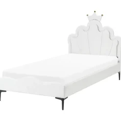 RUBIAN - Bed met LED - Wit - 90 x 200 cm - Fluweel