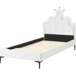 RUBIAN - Bed met LED - Wit - 90 x 200 cm - Fluweel