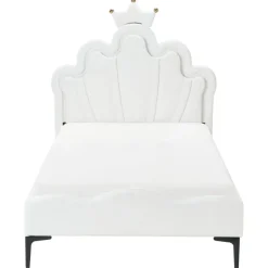 RUBIAN - Bed met LED - Wit - 90 x 200 cm - Fluweel