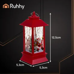 Ruhhy Kerstlantaarn - rood - 12 x 5 cm - kunststof - LED