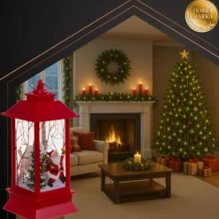 Ruhhy Kerstlantaarn - rood - 12 x 5 cm - kunststof - LED