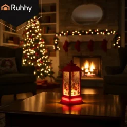 Ruhhy Kerstlantaarn - rood - 12 x 5 cm - kunststof - LED