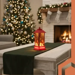 Ruhhy Kerstlantaarn - rood - 12 x 5 cm - kunststof - LED