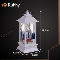 Ruhhy Kerstlantaarn - wit - 12 x 5 cm - kunststof - LED