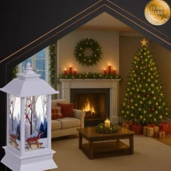 Ruhhy Kerstlantaarn - wit - 12 x 5 cm - kunststof - LED