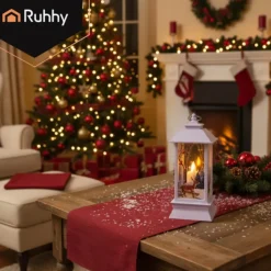 Ruhhy Kerstlantaarn - wit - 12 x 5 cm - kunststof - LED