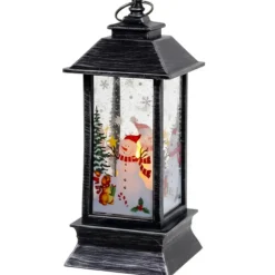 Ruhhy Kerstlantaarn - zilver/zwart - 12 x 5 cm - kunststof - LED