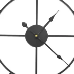 Ruhhy Wandklok/muur klok Vintage - metaal - zwart - D47 cm - 3D