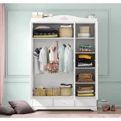 Rustic 3-deurs kledingkast meisjeskamer