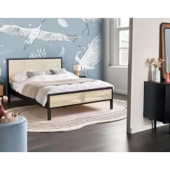 SALERNAS - Tweepersoonsbed - Zwart - 140 x 200 cm - Dennenhout