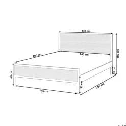 SALERNAS - Tweepersoonsbed - Zwart - 140 x 200 cm - Dennenhout