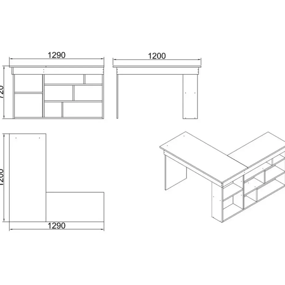 Sally Bureau 18mm MELAMINE Coat Atlantic Pine Zwart