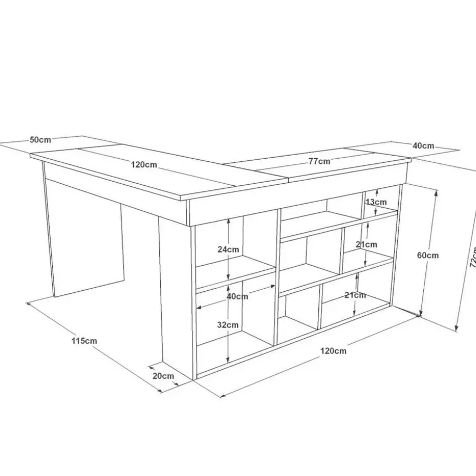 Sally Bureau 18mm MELAMINE Coat Atlantic Pine Zwart