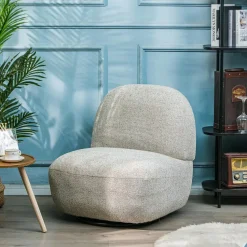 Salonstoel Swivel van metaal en beige fluweel