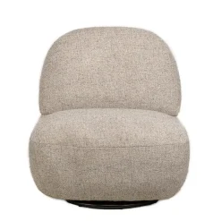 Salonstoel Swivel van metaal en beige fluweel