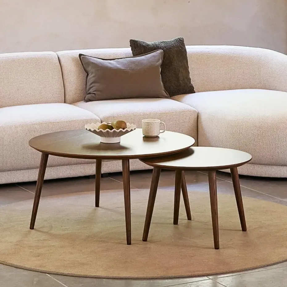 Salontafel Adda Rond Smoked Eiken Set van 2Giga Living