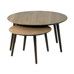 Salontafel Adda Rond Smoked Eiken Set van 2Giga Living
