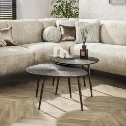 Salontafel Brons Metaal - Set Van 2 - 76x61x43cm - Ray