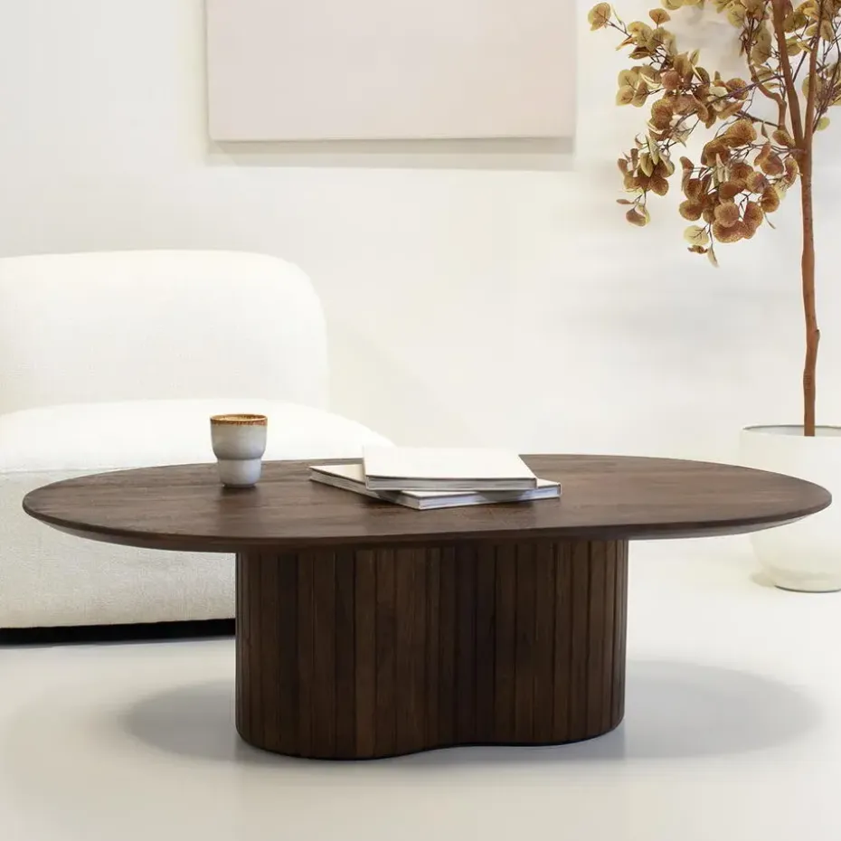 Salontafel Donkerbruin Mangohout - Ovaal - 120x70x35cm - Ava