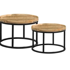 Salontafel Ilja - naturel/zwart (2 stuks) - 40x70 cm