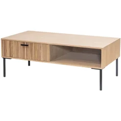 Salontafel met 1 lade van essen en metaal