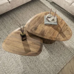 Salontafel Naturel Mangohout - Set van 2 - 93x72x43cm - Wave