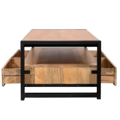 Salontafel Naturel Mangohout - 120x60x45cm - 4 Lades - Boaz