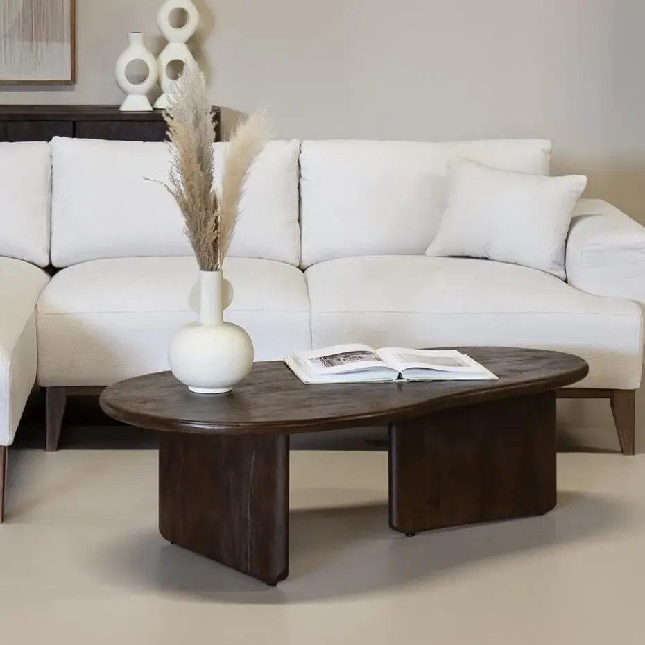 Salontafel Organisch 130cm - Donkerbruin Mangohout - Sira