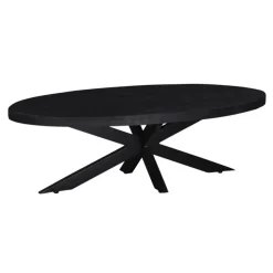 Salontafel Ovaal - Zwart - 130cm - Mangohout - Tafel Mansour