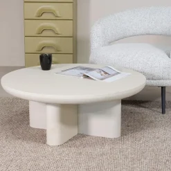 Salontafel Rond 90cm - Beige Betonlook - Miso
