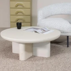 Salontafel Rond 90cm - Beige Betonlook - Miso