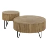 Salontafel Rond 80cm - Naturel Mangohout - Set Van 2 - Wave