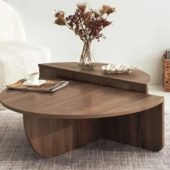 Salontafel Rond 90cm - Walnoot Bruin Melamine - Podium