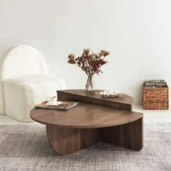 Salontafel Rond 90cm - Walnoot Bruin Melamine - Podium