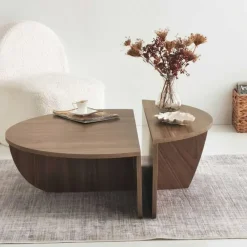 Salontafel Rond 90cm - Walnoot Bruin Melamine - Podium