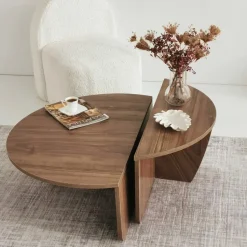 Salontafel Rond 90cm - Walnoot Bruin Melamine - Podium