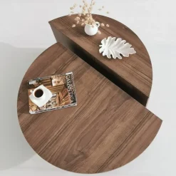 Salontafel Rond 90cm - Walnoot Bruin Melamine - Podium