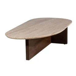 Salontafel Travertin - Beige/Bruin - Organische Vorm - Tafel Olaf