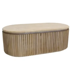 Salontafel Travertin - Naturel Mangohout - 120x60x40cm - Sven