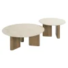 Salontafel Walnoot/Travertin - 76x76x30cm - Set Van 2