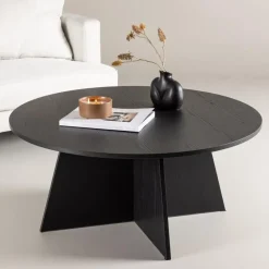 Salontafel Zwart Ø100cm - Fineer - Scandinavisch - Tafel Bootcut