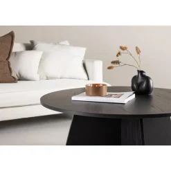 Salontafel Zwart Ø100cm - Fineer - Scandinavisch - Tafel Bootcut
